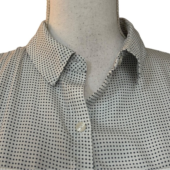 Express Button Down Roll Tab Convertible Sleeve Shirt Women’s SZ M in Gray Dot - Picture 2 of 7